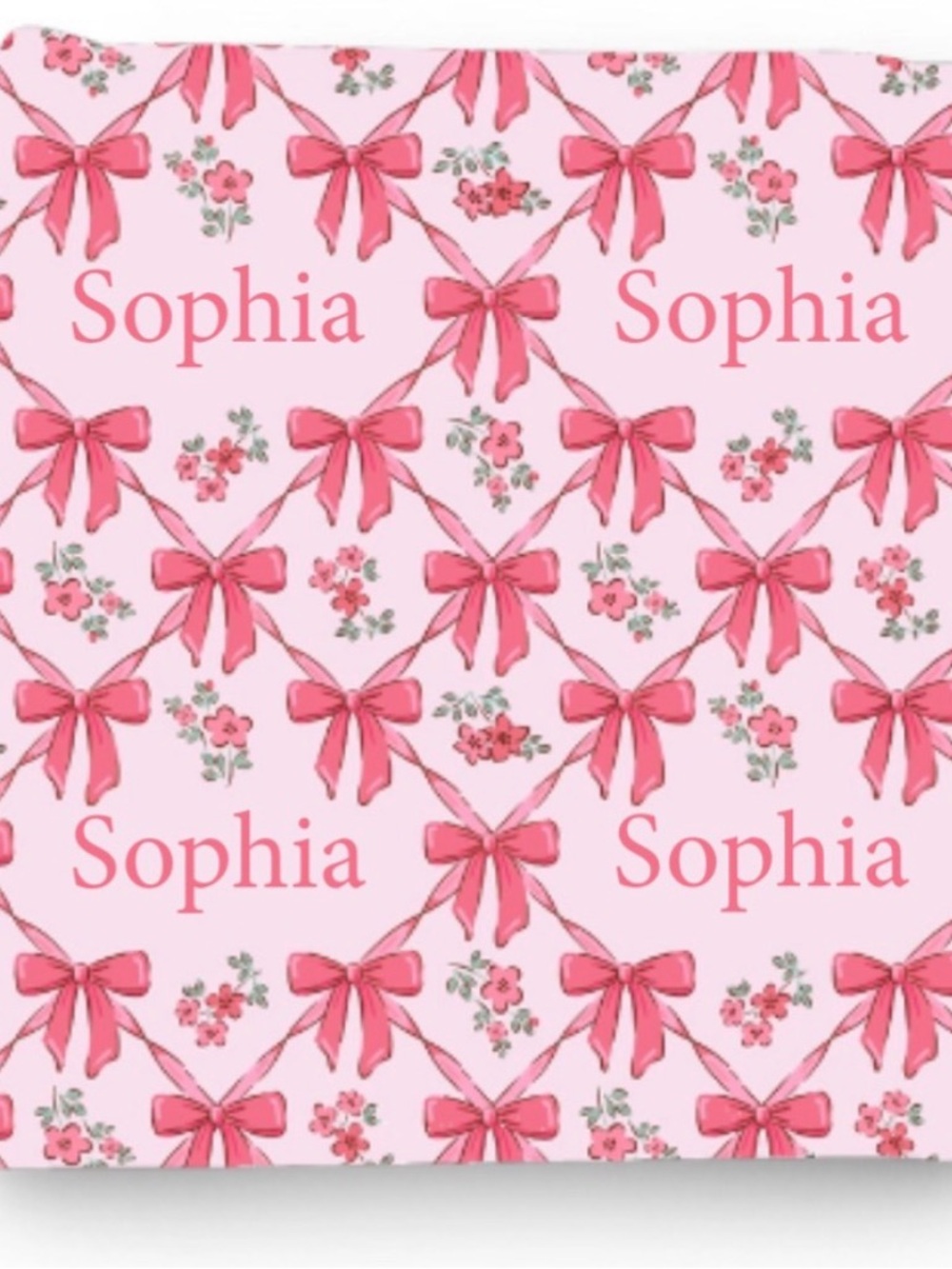 Personalized Pink Bow Print Swaddle Blanket - "Sophia"